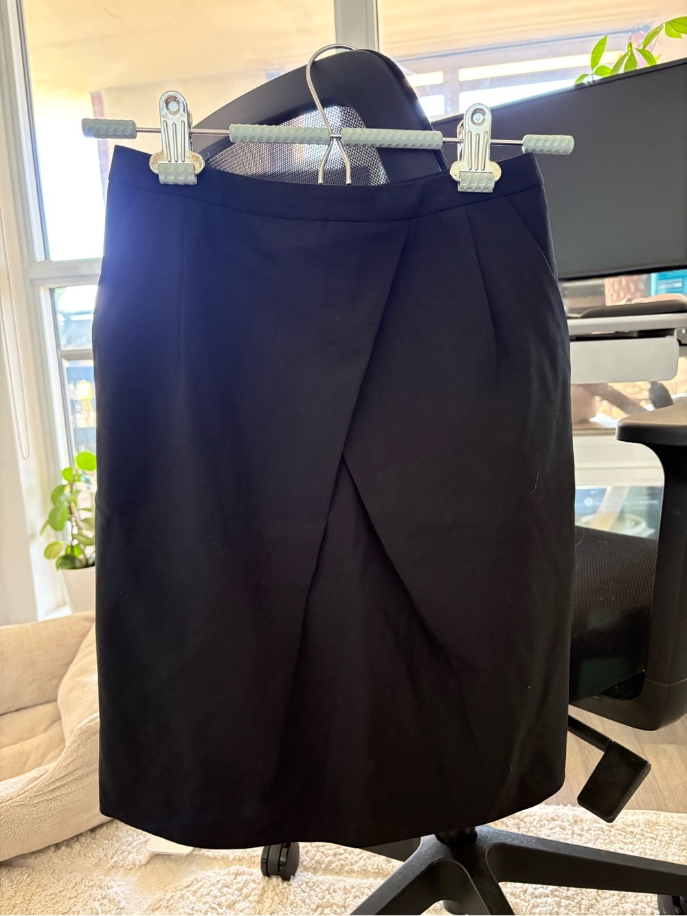 Talula Black Midi Wrap-Front Skirt